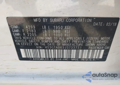 2018 Subaru Impreza 2.0I Premium из США, поврежденный, VIN 4S3GTAB63J3733771